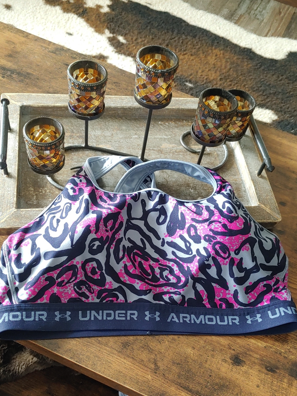 Like New Under Armour 3X Purple/pink Criss Cross Padded Wirefree Sports bra